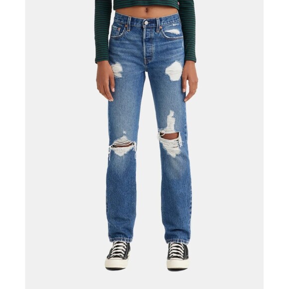 Levi's Jeans 501 Original High Rise Distressed Straight Leg Women Size 31 - Picture 9 of 9